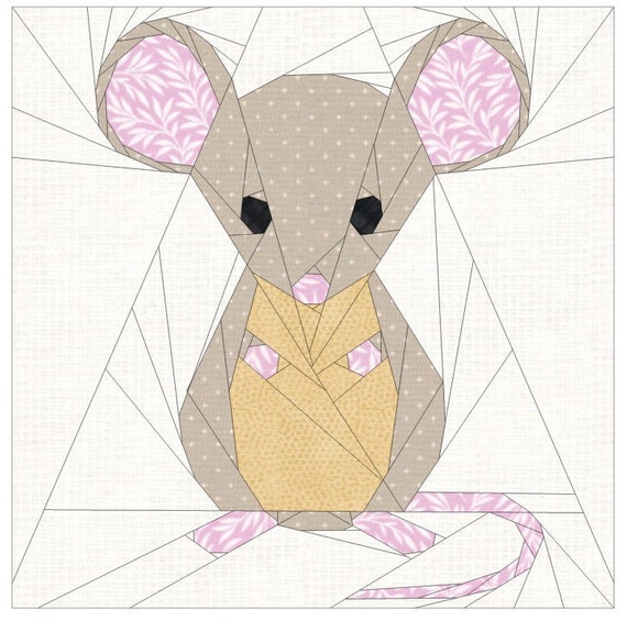 Mouse Quilt Block Pattern: Foundation Paper Piecing (PDF)