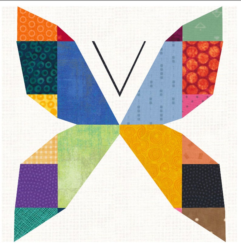 Patchwork Butterfly Quilt Block Pattern: Foundation Paper Piecing (PDF ...