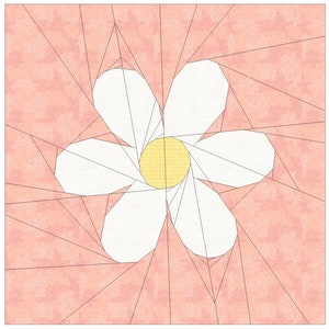 Daisy Foundation Paper Piecing Quilt Pattern / PDF / Daisy Quilt Block Pattern / Daisy FPP Pattern // Flower FPP // Nature