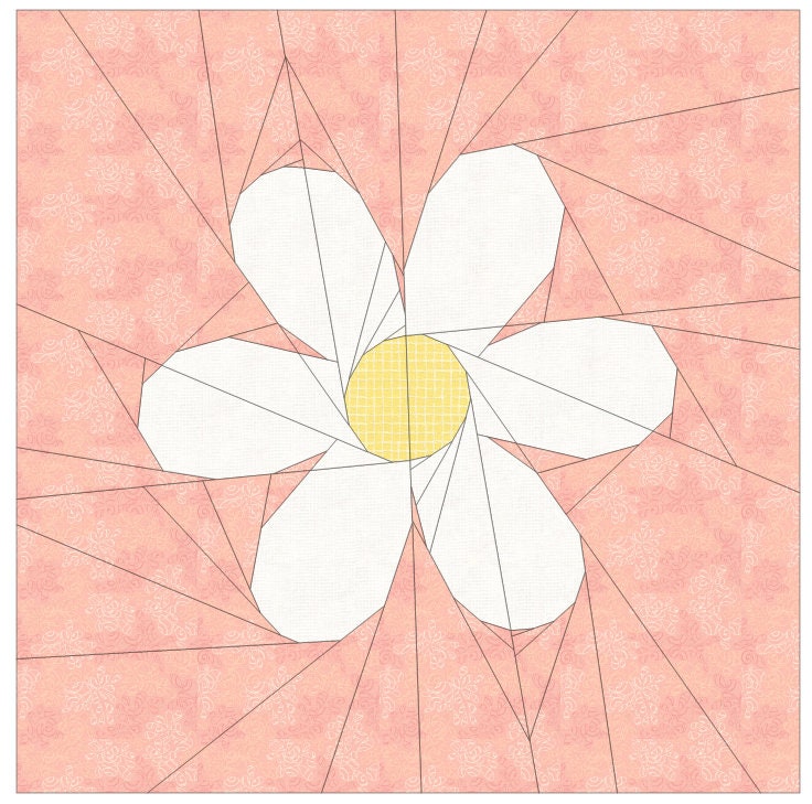 Daisy Foundation Paper Piecing Quilt Pattern | PDF | Daisy Quilt Block ...