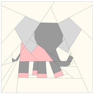 Baby Elephant Foundation Paper Piecing Quilt Pattern | PDF | Baby Elephant Quilt Block Pattern | Baby Elephant FPP Pattern