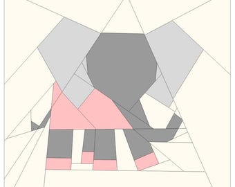 Baby Elephant Quilt Block Pattern: Foundation Paper Piecing (PDF) 12” block size