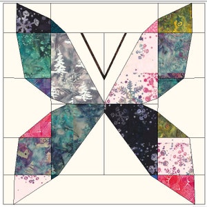 Patchwork Butterfly Foundation Paper Piecing Quilt Pattern | PDF | Patchwork Butterfly Quilt Block Pattern | Patchwork Butterfly FPP Pattern