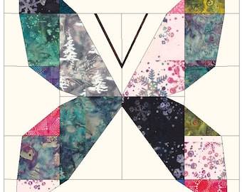Patchwork Butterfly Quilt Block Pattern: Foundation Paper Piecing (PDF)