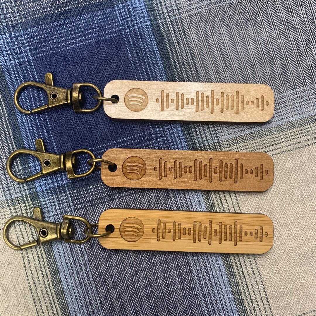 Spotify Code Keyring Wood Cherry/maple/bamboo, Personalised Spotify, Spotify Keyring, Spotify