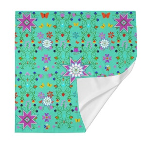 Native Floral Kokum Imitation Silk Scarf