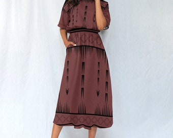 Robe à taille élastique pour femmes à imprimé Native