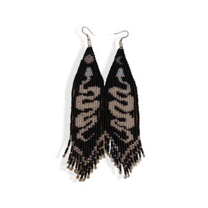 Glow In The Dark Native Beaded Fringe Earrings