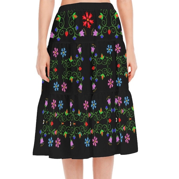 Floral Native Design Ribbon Skirt Inspired