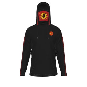Warrior Native Mohawk Flag Heavy Fleece Hoodie With Mask Indigenous