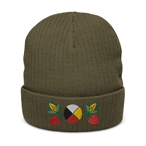 Medicine Wheel Four Directions Ribbed knit beanie