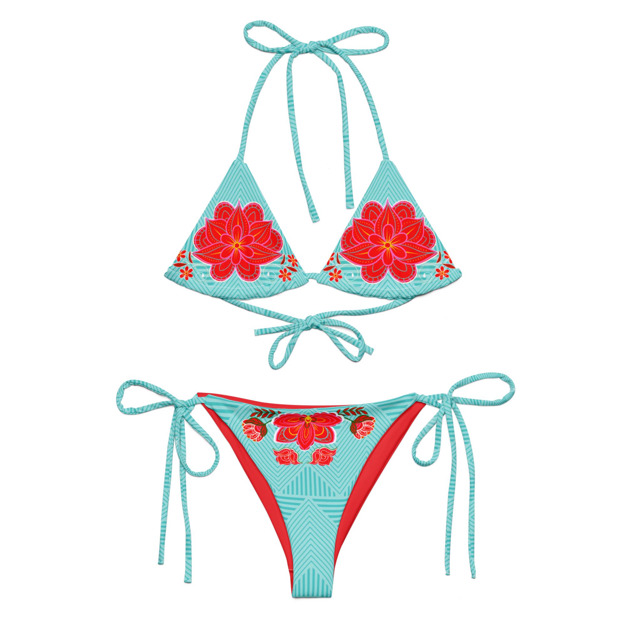Tropical Baddie Tribal Print Recycled String Bikini - Etsy
