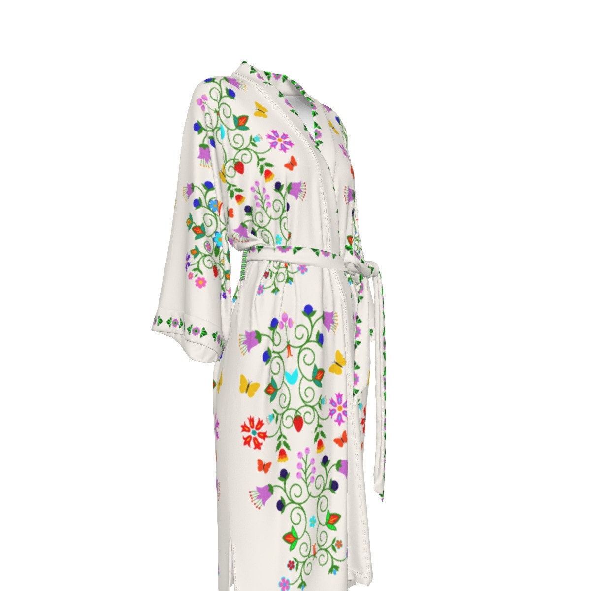 Indigenous Native Floral Satin Kimono Robe - Etsy Canada