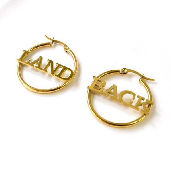 Land Back Hoops Indigenous 18K Gold Plated Earrings 30MM Native owned