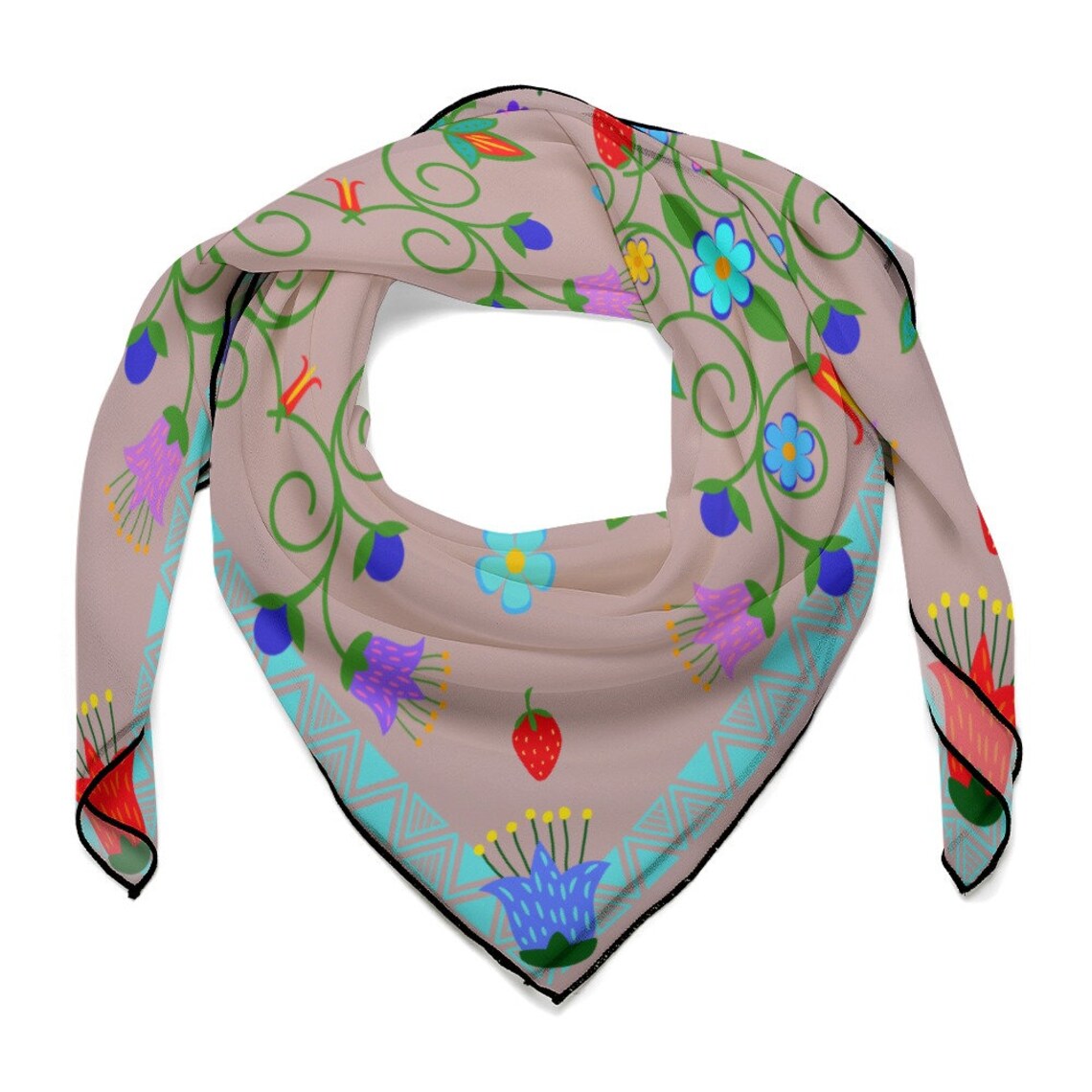 Kokum Scarf Native Anishinaabe Floral Sheer Scarves Indigenous Etsy