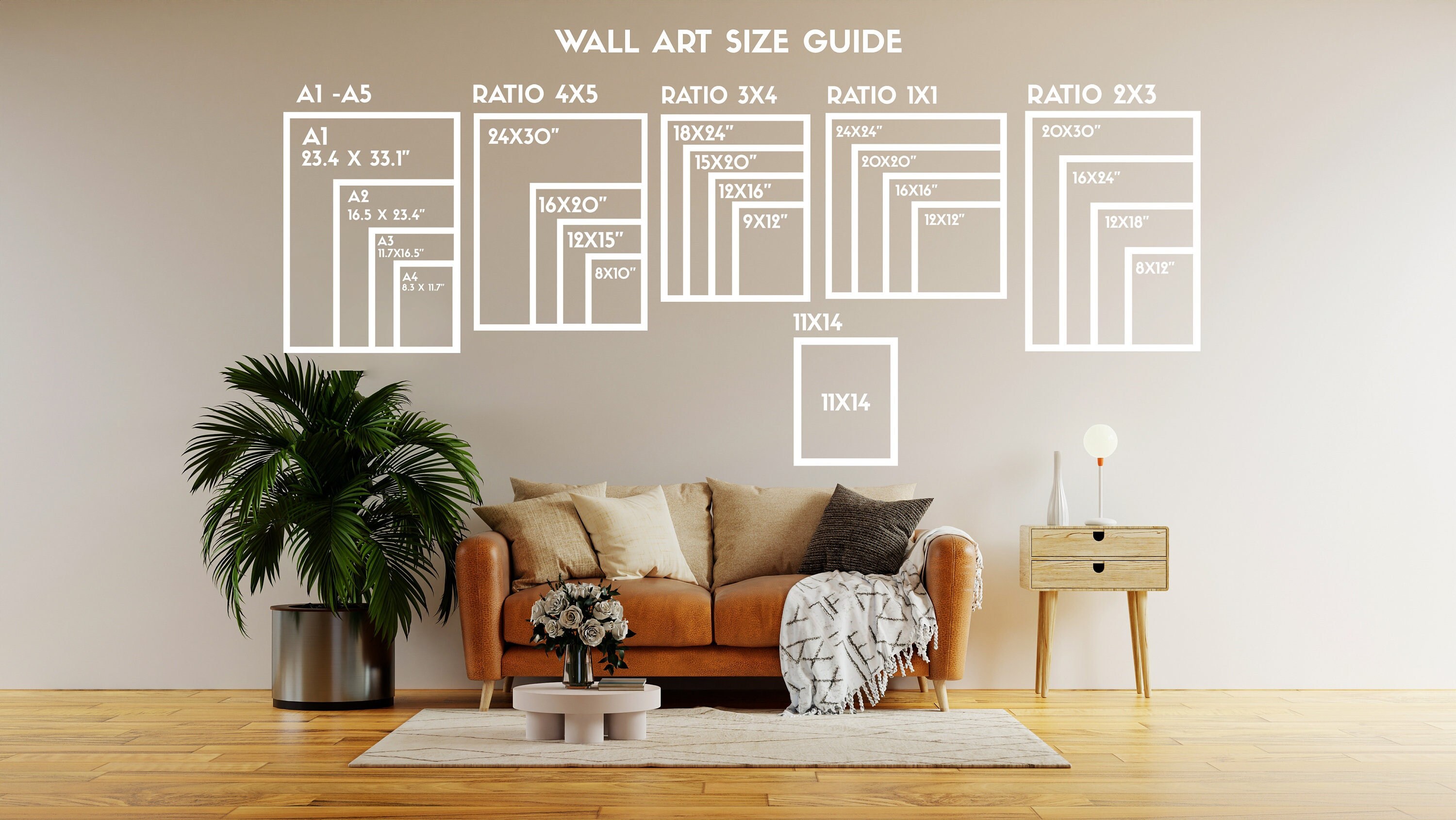 Wall Art Size Guide Frame Size Guide Print Size Guide Etsy