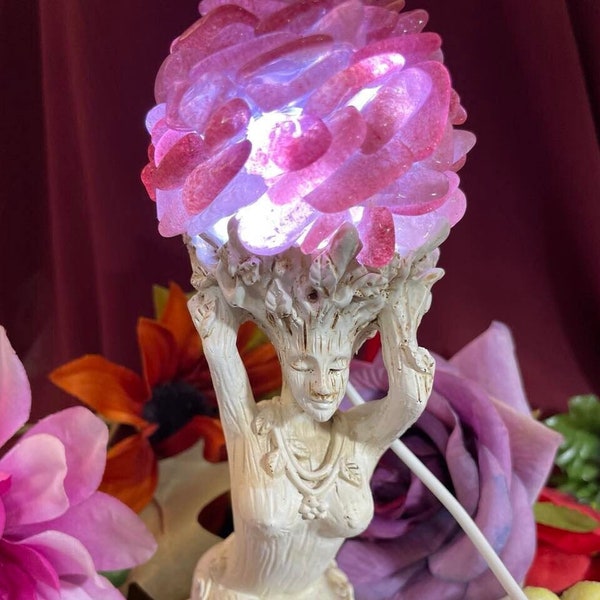 Beautiful Strawberry Quartz Crystal Goddess Lamp