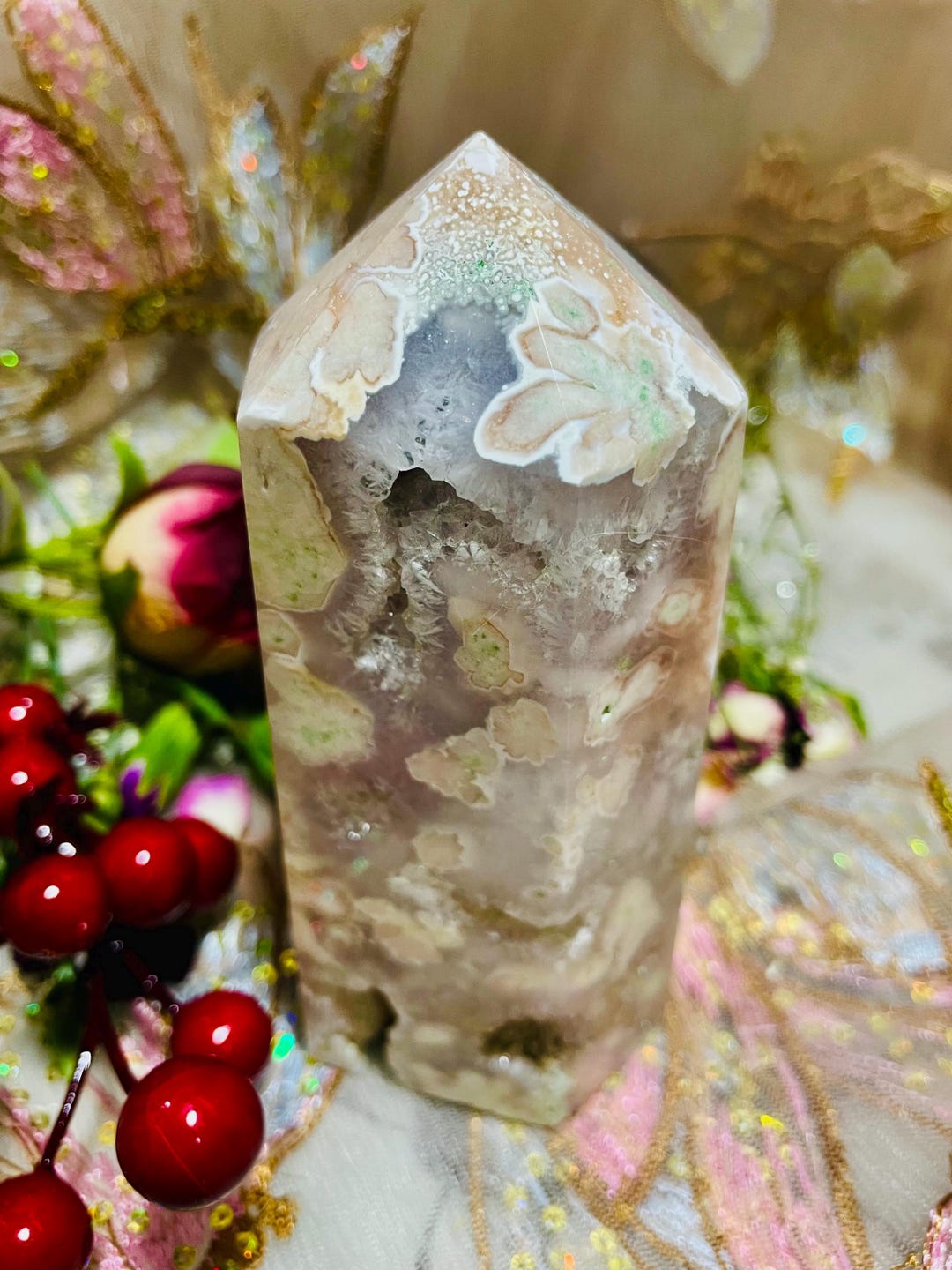 Georgous Flower Agate Crystal Tower ( W/druses) - Etsy