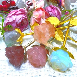 Crystal Rose on Metal Stem - 8 Inch