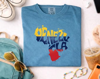 Venezuela Flag Map T Shirt | Comfort Colors Unisex Tee | Venezuelan Pride Shirt