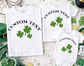 Custom St Patricks Day Family Shirts, Personalized Shamrock Matching Set, Lucky Clover Tee