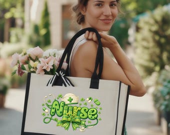 St Patrick’s Day Nurse Tote Bag, Women Canvas Carry Bag