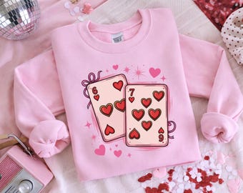 Retro Heart Playing Cards Sweatshirt-Valentine’s Day Gift