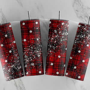 Red Buffalo Plaid tumbler wrap Black glitter wrap Straight Tapered tumbler template sublimation 20oz Skinny Tumbler Buffalo Plaid wrap