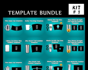 Templates Bundle Kit #1 Tumbler Template Svg Skinny Tumbler Wrap Template Sublimation for Silhouette and Cricut Tumbler Template Bundle SVG