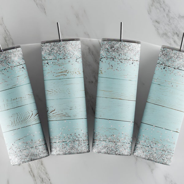 Teal Rustic Wood Silver Glitter Border Add Your Own Text Name sublimation tumbler wrap 20oz Skinny Tumbler Download PNG Wedding tumbler wrap