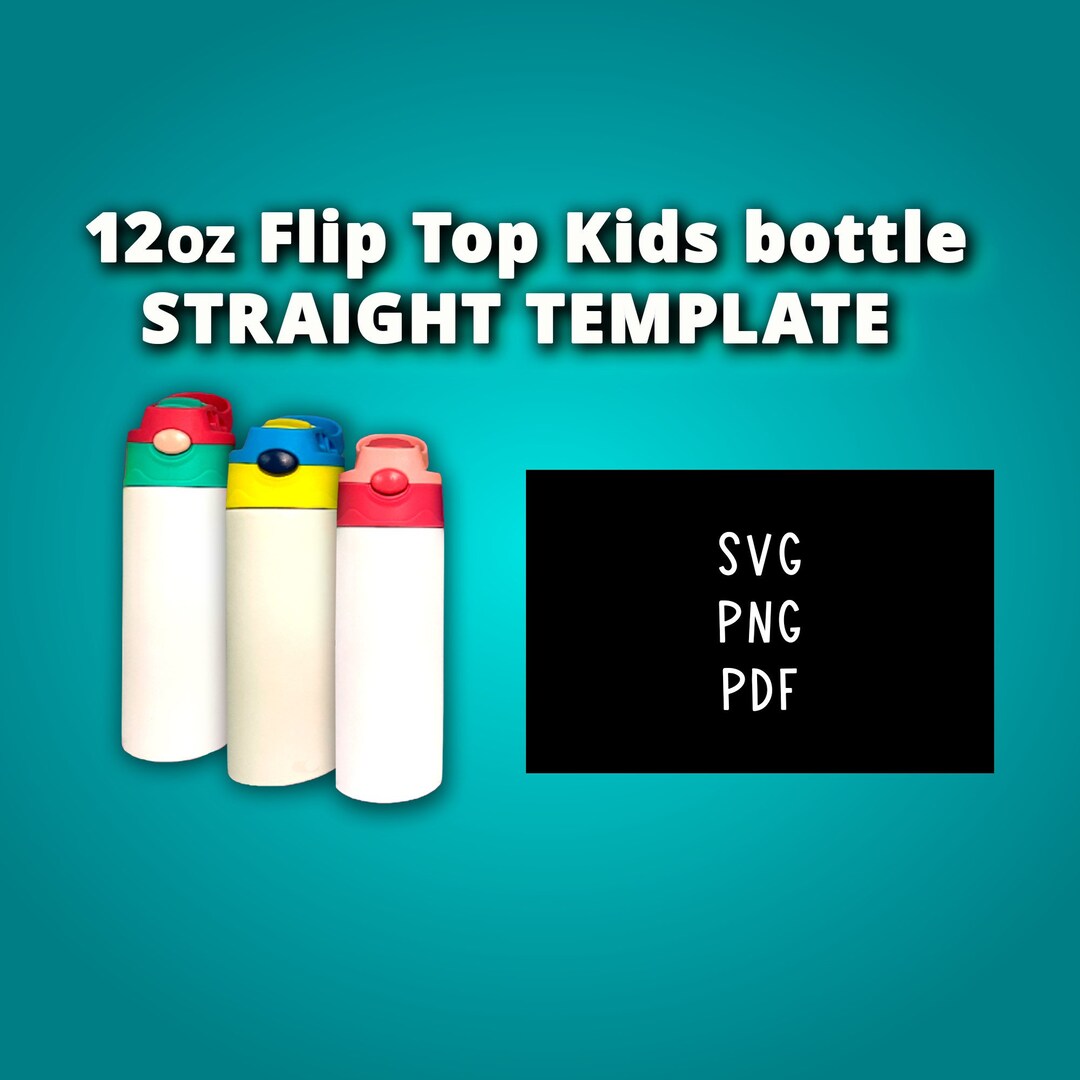 12oz Kids Bottle Flip Top Straight Tumbler Template Sublimation for ...