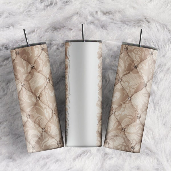 Diamond Beige Tufted Cushion Add Your Own Text Custom Name sublimation tumbler wrap 20oz Skinny Tumbler for Name wrap Download PNG