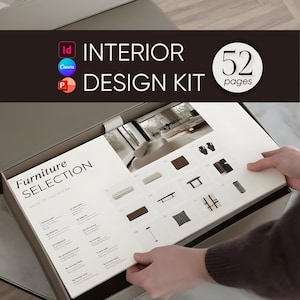 Interior Design Soft Minimalism Bundle, 52 Pages, Project Presentation, FF&E Schedule Templates, Indesign, Canva, PowerPoint