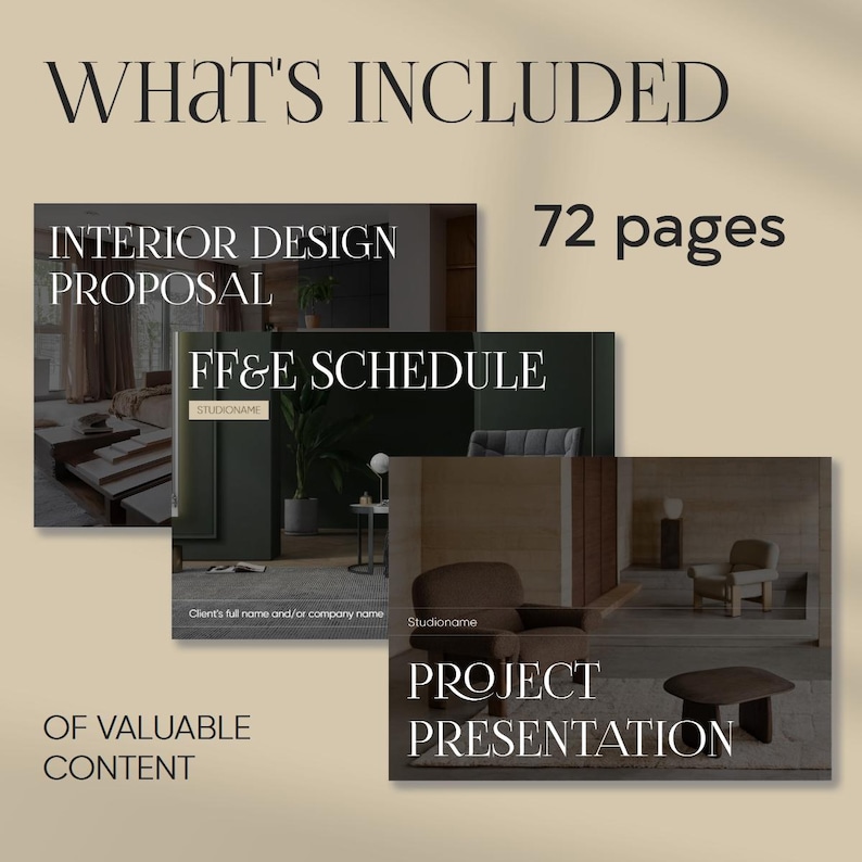 Interior Design Template Pack, FF&E Schedule, Proposal, Project ...
