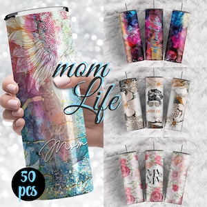 Mama Tumbler Sublimation Design Bundle Mom tumbler wrap 20oz skinny tumbler Mom Life tumbler Sublimation Designs Download PNG Floral tumbler