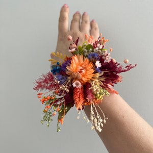 Fall wrist Corsage Bridal Bouquet, Bride Bouquet, Dried Flower Bouquet, Terracotta Wedding, Fall Flowers, Fall Bouquet, Burgundy, Rustic