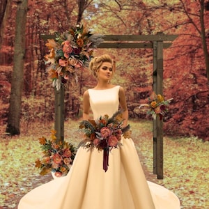 Fall wedding bouquet, Wedding bouquet, Terracotta orange bouquet, Bridesmaids bouquet, Rust wedding, Orange Bridal Bouquet, Pampass Bouquet,