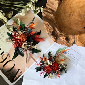 Floral Hair Comb, Baby’s Breath Hair, Terracotta headpiece, Bridal Bouquet, Flower Hair Comb, Fall Boutonniere, wedding accessories,