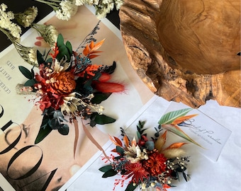 Terracotta Dried Flower Hair Comb: Fall Wedding Accessories