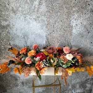 large Fall Centerpiece, Fall Table Centerpiece, Thanksgiving Decor, Rustic Decor, Burn orange Centerpiece, Fall bouquet, Fall dried flowers