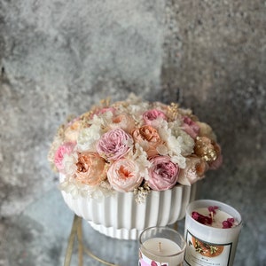 Large Luxury Preserved Roses In Vase - Rose Gift Box - Forever Rose - Gift for Her - Dry Flowers - Preserved peonies- Large Centrepiece