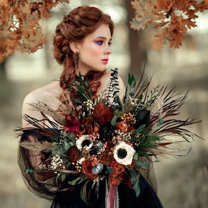 CAROLYN collection Bridal Bouquet, Bride Bouquet, Dried Flower Bouquet, Terracotta Wedding, Fall Flowers, Fall Bouquet, Burgundy, Rustic