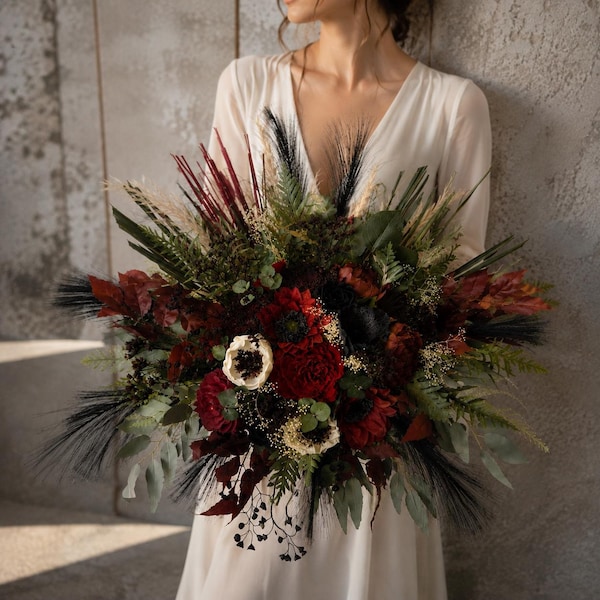 Dried Flower Bouquet, Wedding Bouquet, Bridal Bouquet, Preserved Flowers, Wood Flower Bouquet