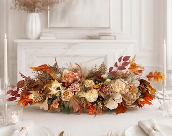 Fall Centerpiece, Thanksgiving Table Decor, Autumn Floral Arrangement, Large Dining Table Centerpiece