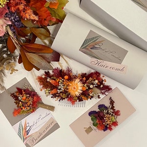 Floral Hair Comb, Baby’s Breath Hair, Terracotta hair pin, Bridal Bouquet, Flower Hair Comb, Fall Boutonniere, fall wedding accessories,
