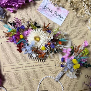 Floral Hair Comb, Baby’s Breath Hair, colourful hair pin, Bridal Bouquet, Flower Hair Comb, Fall Boutonniere, summer wedding accessories,