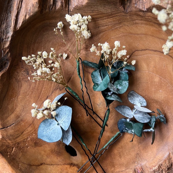 Baby’s Breath Hair Pin - Eucalyptus Hair Piece - Flower Hair Piece - Flower Headpiece - Baby Breath Pin - Bridal Hair Pins