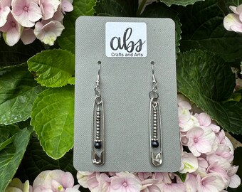 Boucles d'oreilles pendantes en fil d'argent avec pendentif intérieur - Fabriquées par abs