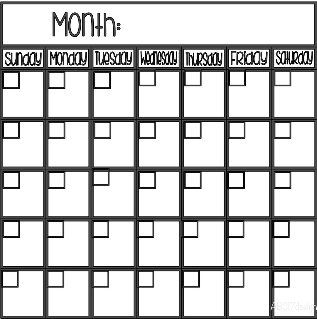 Monthly Calendar Etsy Monthly Calendar Etsy