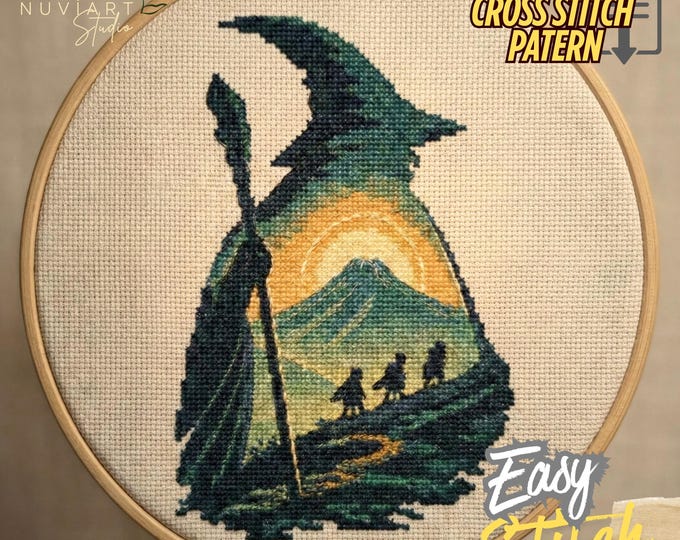 Gandalf Cross Stitch Pattern PDF, Middle Earth Wizard Embroidery, Beginner to Advanced Versions, Instant Digital Download, DIY Decor